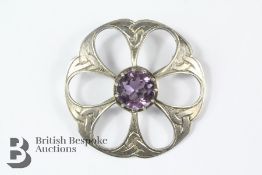 Scottish Silver and Amethyst Brooch
