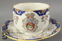 Late 19th century Faience Armorial Cup and Saucer