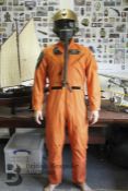 A vintage 1961 orange Coveralls men's summer flying suit dated 18th January 1961 size 40 long,
