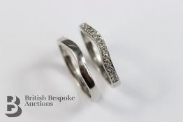 18ct White Gold and Diamond Curved Puzzle Ring
