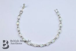 Silver Opal and CZ Line Bracelet