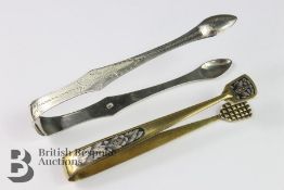 English and Russian Silver Sugar Tongs