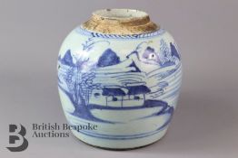 Antique Chinese Blue and White Ginger Jar