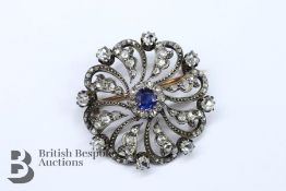 Edwardian Diamond and Sapphire Brooch