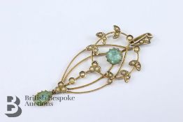Edwardian 9ct Gold Seed Pearl Drop Pendant