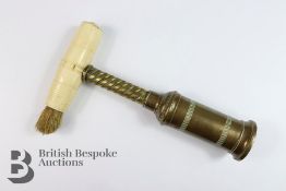 Victorian Brass and Bone Corkscrew with Brush