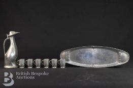 Kayserzinn Art Nouveau Pewter Decanter Set