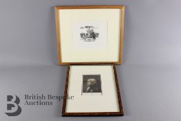 Simon Brett Limited Edition Etching and Two Prints