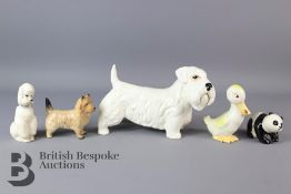 Three Beswick, One Szeiler and One Sylvac Porcelain Animal Figures