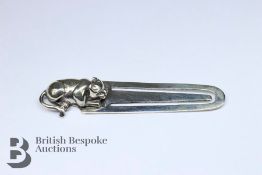 Silver Bookmark with Cat Finial