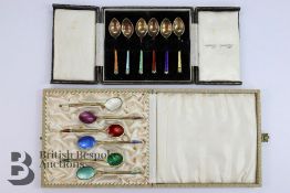 Set of Harrods Silver Enamel Coffee Spoons