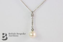 Diamond and Pearl Drop Pendant