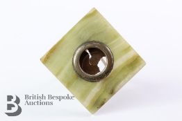Art Deco Silver and Green Agate Picture Frame