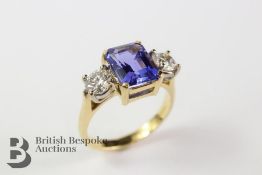 Vivid 18ct Yellow Gold 3ct Tanzanite and Diamond Ring
