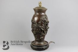 Japanese Meiji Period Bronze Lamp Base