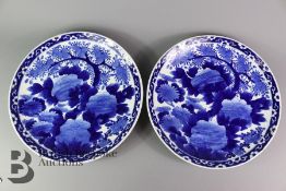 Pair of Japanese Blue and White Chargers