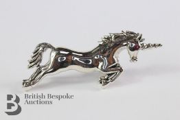 Silver Unicorn Brooch