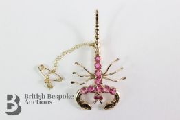 Gold and Ruby Scorpion Brooch
