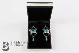 Silver and Enamel Drop Earrings