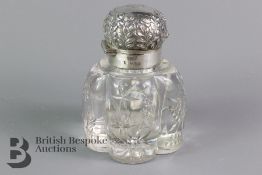 Victorian Silver and Cut Glass Inkwell