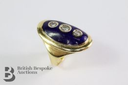 18ct Gold Diamond and Enamel Ring