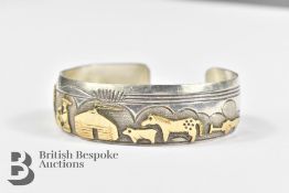 Gold and Silver Mexican Bangle