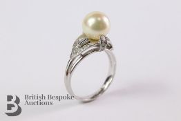 Natural Pearl and Diamond Ring
