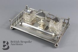 Victorian Silver Inkwell Set