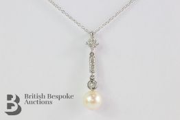 18ct Diamond and Pearl Pendant