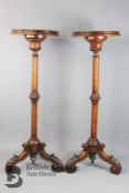 Pair of Walnut Torchere