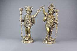 Pair of Cast Brass Blackamoor Candle Stands