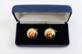 Pair of Silver and Enamel Cufflinks