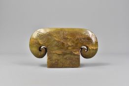 Chinese Celadon Green Scroll Weight