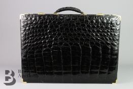 Vintage J. Perez Black Crocodile Skin Briefcase