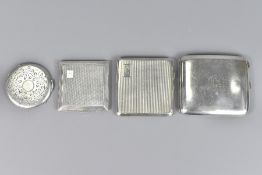 Two Silver Cigarette Cases and Two Silver Compacts