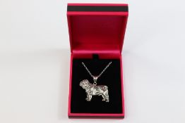 Silver English Bulldog Pendant and Chain