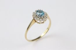 9ct Blue Topaz and Diamond Ring
