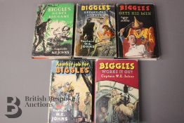 Five W.E Johns Biggles First Editions in Dust Jackets