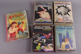 4 Daily Express Children's Annuals 1930 with Pop-ups Including Rupert The Bear & Father Tuck Annual