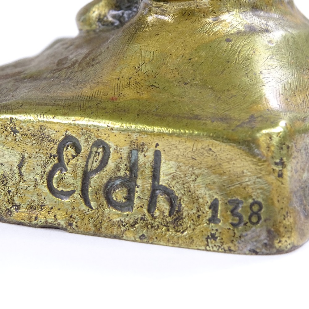 Carl Johan Eldh (1873 - 1954), polished bronze sculpture, Anna, signed on base, height 14cm - Image 3 of 3