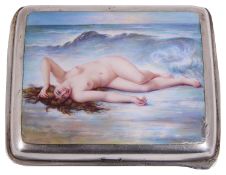 An early 20th century Austrian silver an enamel cigarette case cover
