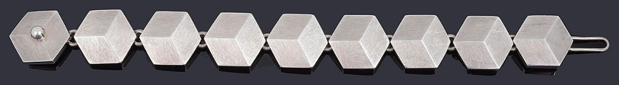 A Danish silver bracelet by Hans Hansen of modernist design