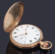 A 9ct gold full hunter top wind Waltham pocket watch with Masonic presentation inscription