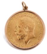 A George V full sovereign pendant