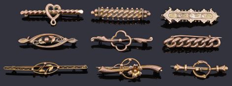 A collection of mainly Victorian pin brooches