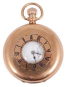 A 9ct gold keyless half hunter pocket watch
