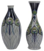 Two modern Moorcroft pottery 'Peacock Parade' pattern vases designed by Nicola Slaney