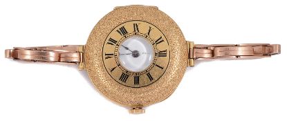 An 18k Swiss gold ladies half hunter wristwatch