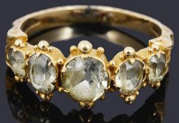 An attractive early Victorian five stone citrine set ring