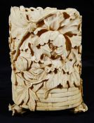 A Japanese Meiji period carved ivory tusk box
